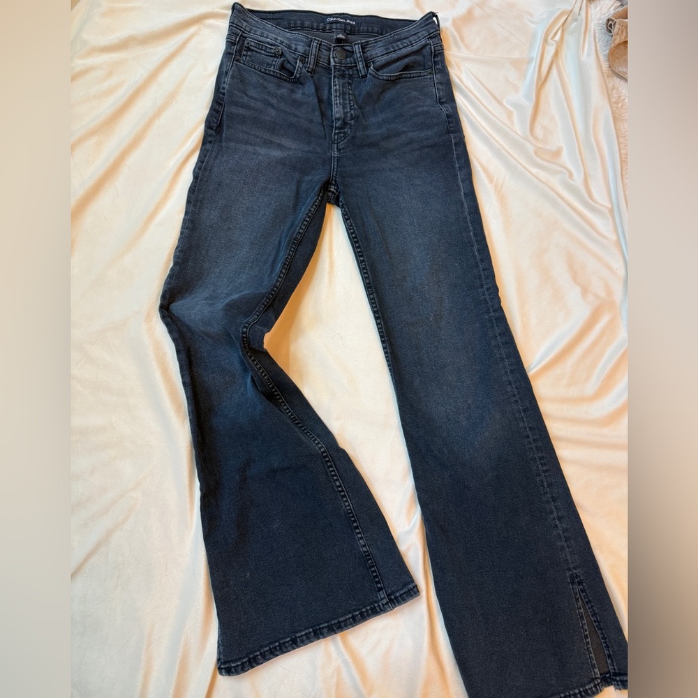 Calvin Klein Black Flare Wide Leg Jeans
